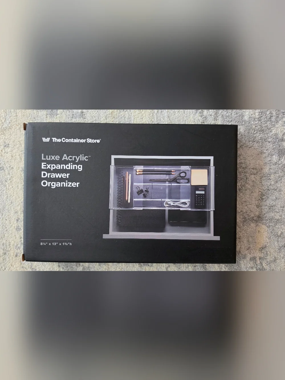 NIB-The Container Store Luxe Acrylic Expanding Drawer Organizer - Clear